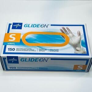 Medline Glide-On Vinyl Exam Gloves S 150Ct Non-Sterile Powder Free